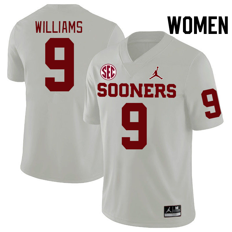 Women #9 Gentry Williams Oklahoma Sooners 2024 SEC Conference College Football Jerseys-White